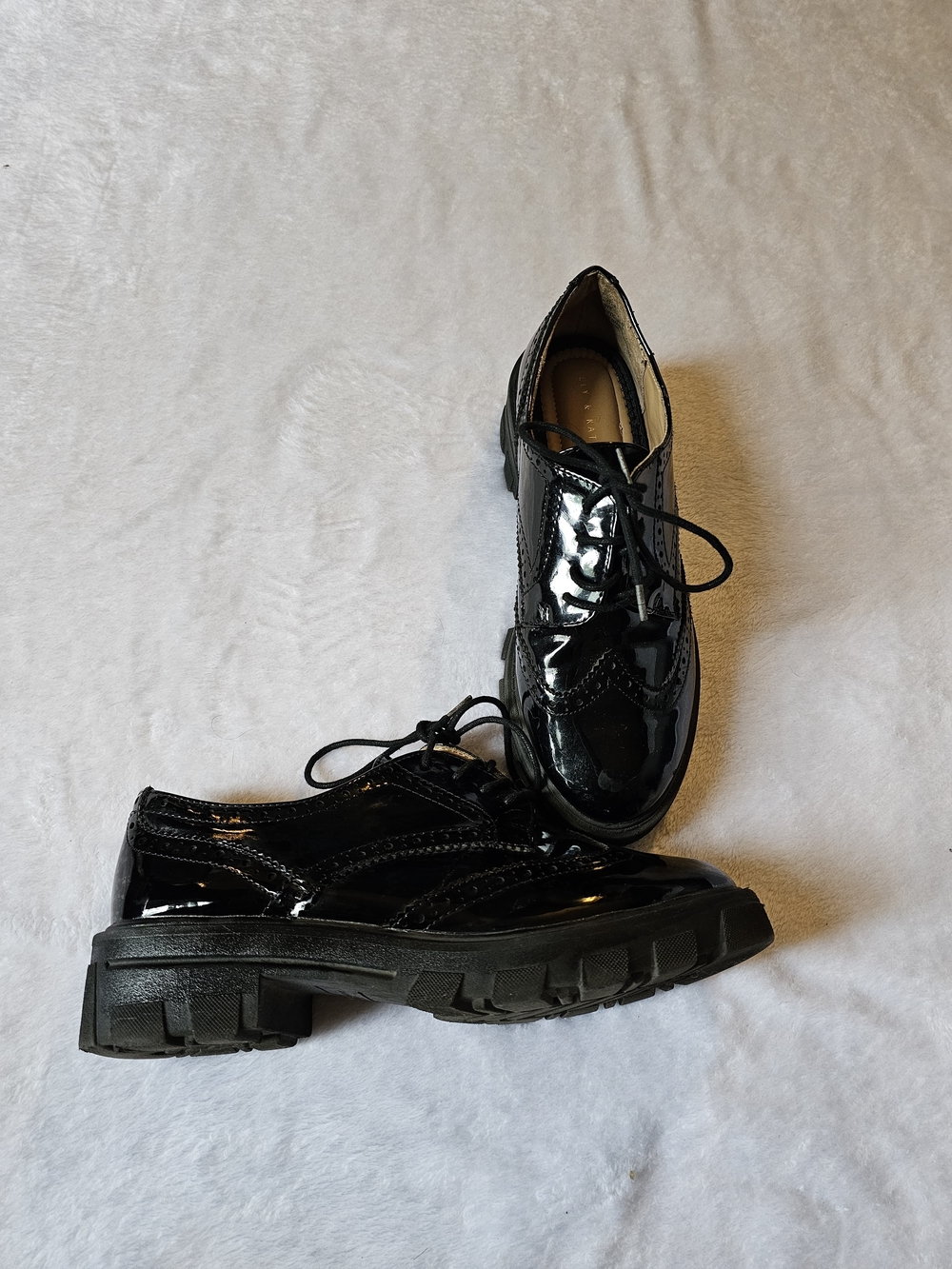 Black Lace-Up Chunky Sole Oxfords